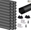 VST 30pack 3.3 ft LED Channel, V Shape Led Diffuser Channel, LED Aluminum Channel System with Black Cover, End Caps and Mounting Clips, Aluminum Profile for LED Strip Light Very Easy Installation