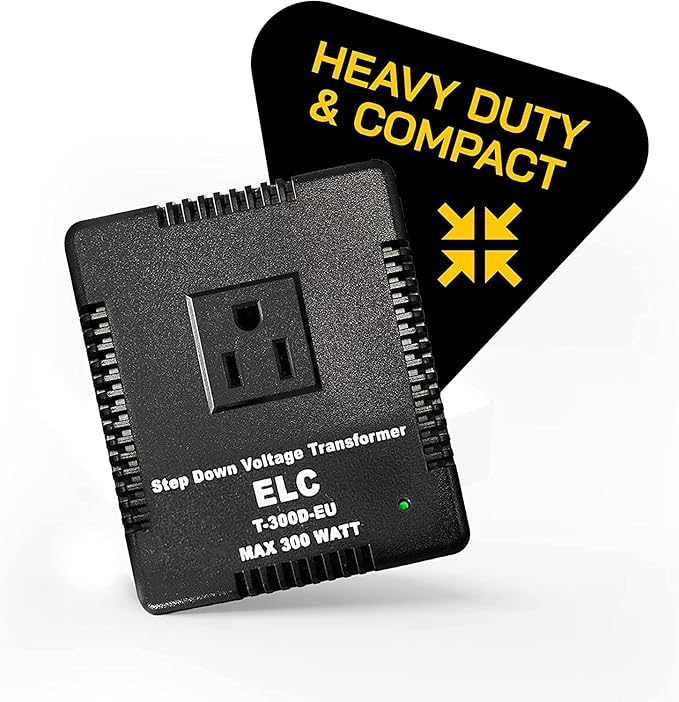 ELC 300-Watt Voltage Converter - Step Down - 220v to 110v / 240v to 120v Travel Power Converter - for Hair Straightener, Hair Dryer, Laptops and Chargers, CE Certified [3-Years Warranty]