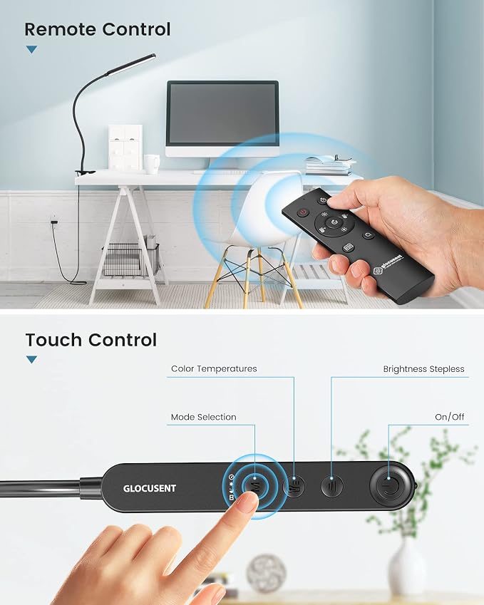 Glocusent Clip On Lamp, 5 Color & 5 Brightness | 30-Min Auto Off Timer - Image 5