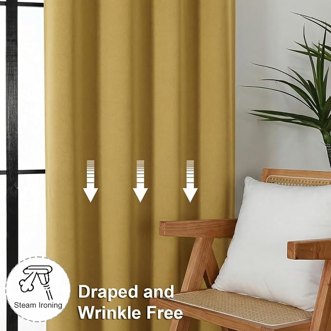 Simplebrand Ava Bright Gold Short Blackout Curtains - Image 7