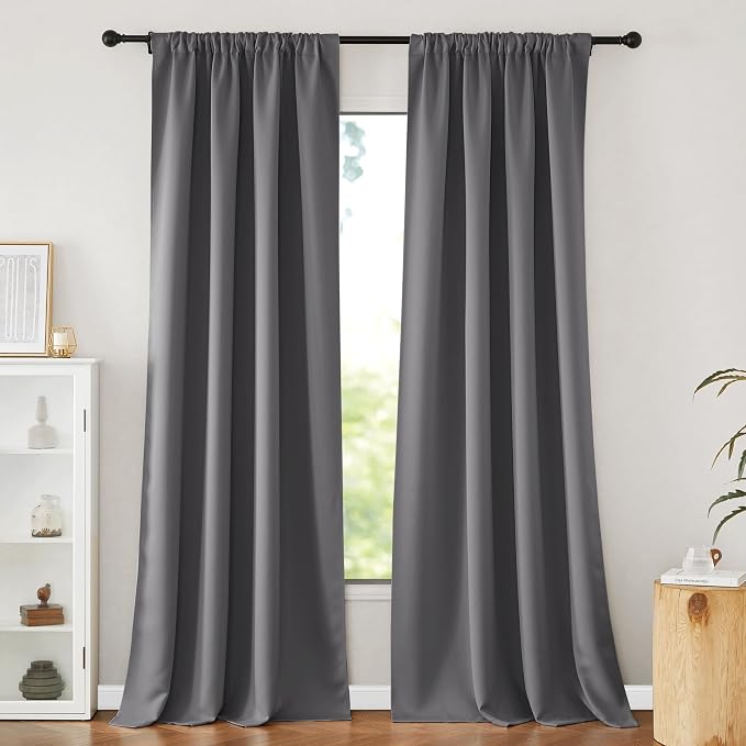 NICETOWN Grey Blackout Curtains 108 inches Long - Image 8