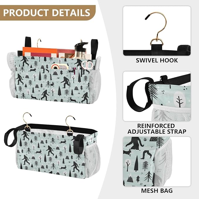 Sasquatch tag8 Bedside Caddy Storage Bag Bedside Organizer - Image 5