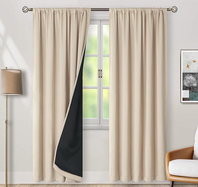 BGment Champagne 100% Blackout Curtains - Image 2