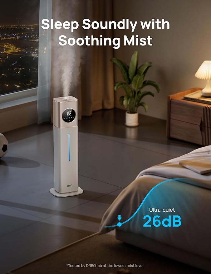 DREO HM735S 11L Smart Humidifier Large Room 700 ft², 100H Cool Mist Air Humidifiers for Bedroom, Top-Fill, Clean Tank Technology, 26dB, Auto Mode, Aroma Box, RGB, Remote & APP Control, Baby, Starlight