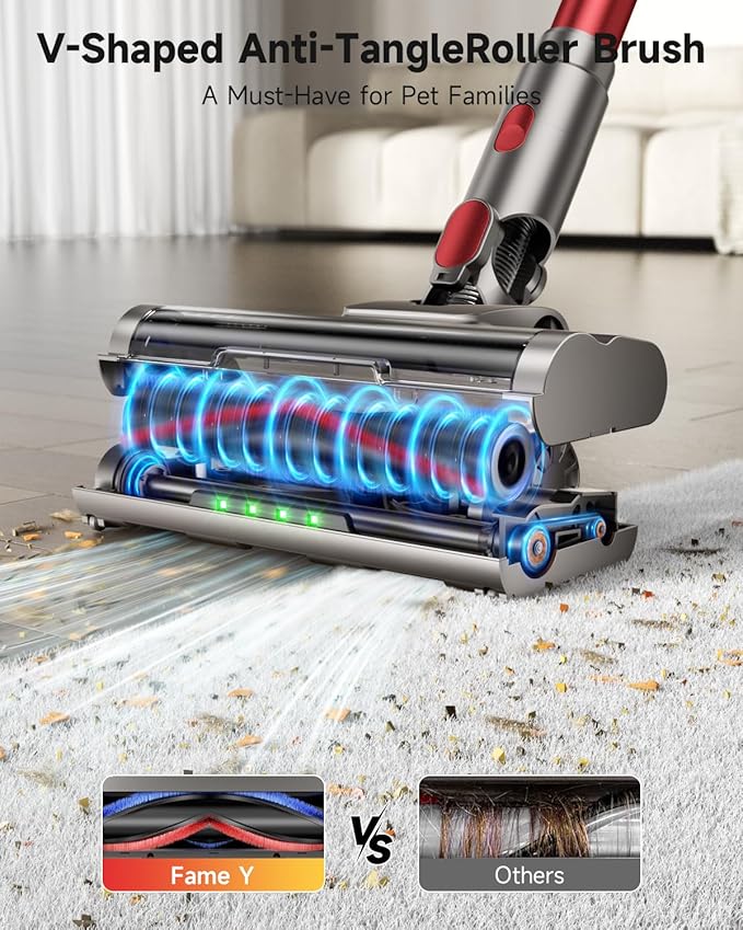 Aipoway Cordless Vacuum Cleaner 580W 50Kpa Vacuum Cleaners For Home, 65 Mins Battery Stick Vacuum Led Panel, Anti-Tangle, Self-Standing, 8-In-1 Lightweight Vacuum For Hardwood Floor/Carpet/Pet Hair -Y