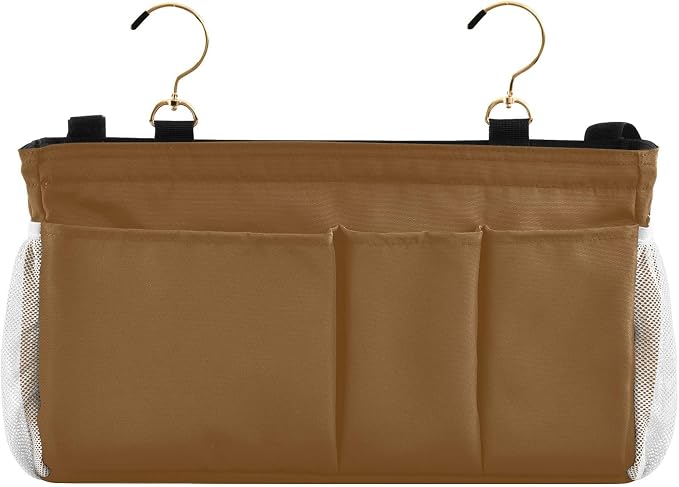 DOMIKING Brown Bedside Caddy for Dorm Bed Recliner Armrest Organizer - Image 2