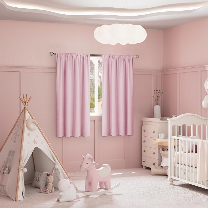 BGment Pink Blackout Curtains for Girls Room 63 Inch Length 2 Panels | Kids - Image 2