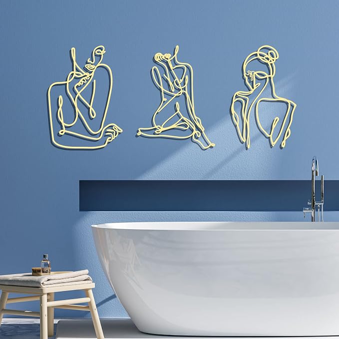 Photect 3 Pcs Metal Wall Art Decor Minimalist Abstract Woman Wall Art Metal - Image 6