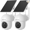 ARCCTV Solar Security Cameras Wireless Outdoor, 4MP 360° View Battery Powered Outdoor Camera, Night Vision with Spotlight, 2-Way Audio, PIR Motion Sensor, 2.4G/5G Dual Band WiFi (2 Pack)