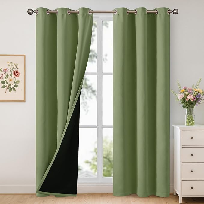 YoungsTex 100% Blackout Curtains 84 Inch Length 2 Panels, Room Darkening Drapes by YoungsTex