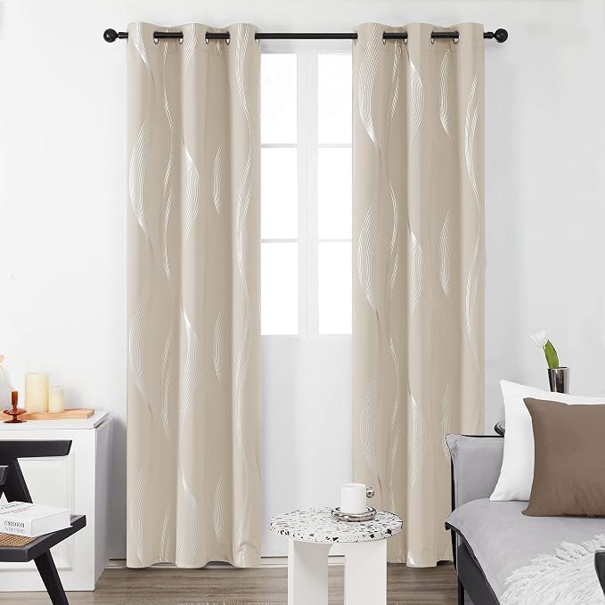 Deconovo Curtains for Living Room, Pattern Blackout Curtains 45 Inches Long | - Image 2