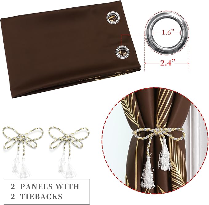 Brown Blackout Curtains for Living Room 108 Inches Long, Room Darkening Energy - Image 4
