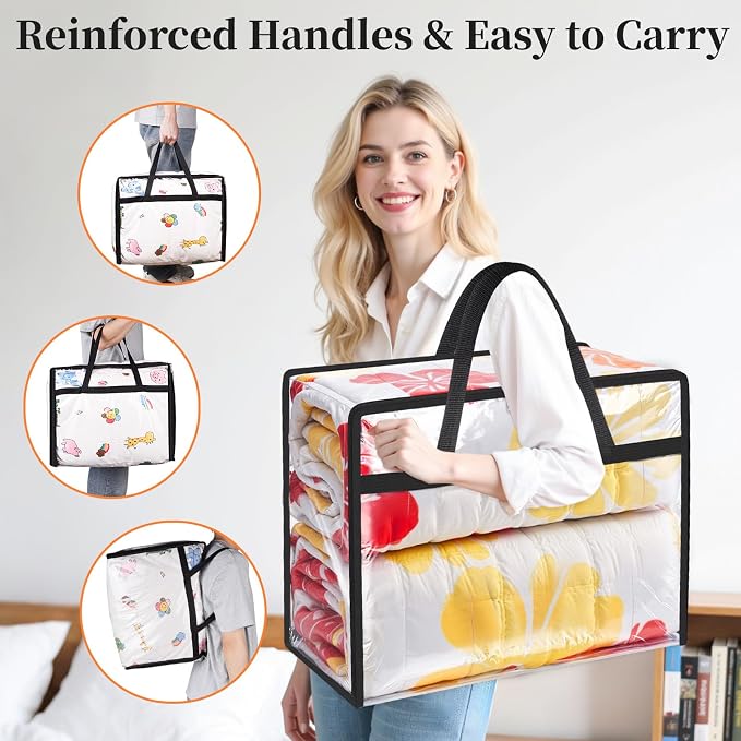 SpaceTrove Clear Storage Bags, foldable waterproof moving bags store comforters - Image 6