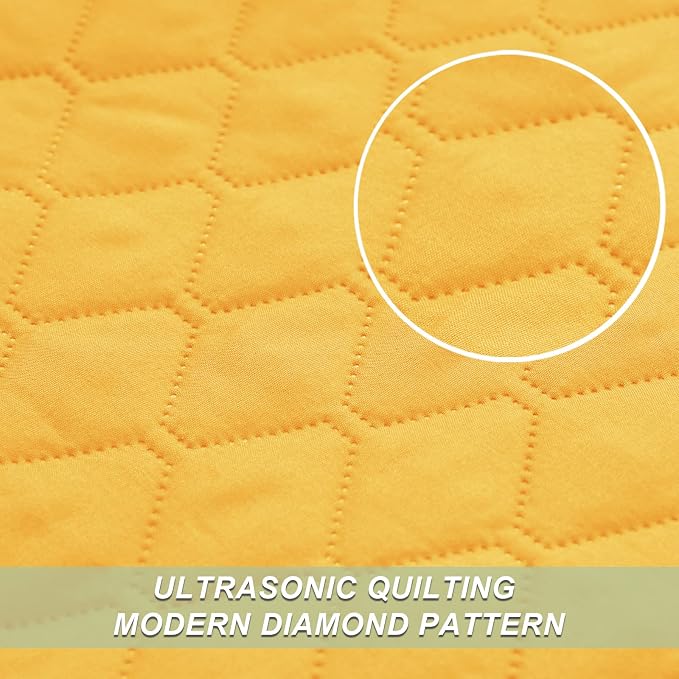 Exclusivo Mezcla Reversible Full Queen Quilt Bedding Set, Bright Yellow | - Image 4