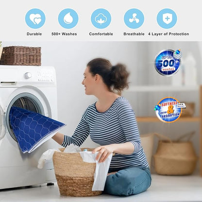 Alsunny® Pads for Beds for Incontinence Adults 36x52 Inch,Washable Pee Pads for Adults,Hide Stains Washable Underpads,Waterproof Protective Pad for Seniors,Bedwet Kids,Hospitals,Pets,Reusable Bed Pad