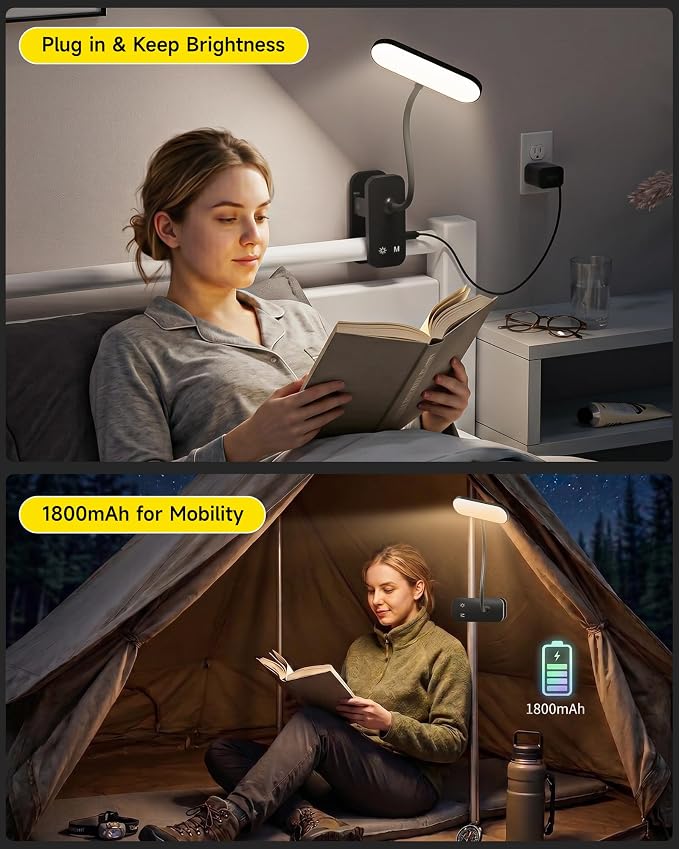 CUHIOY Rechargeable Clip on Light, Bed Headboard Reading Lamp, 5 Colors 5 - Image 9