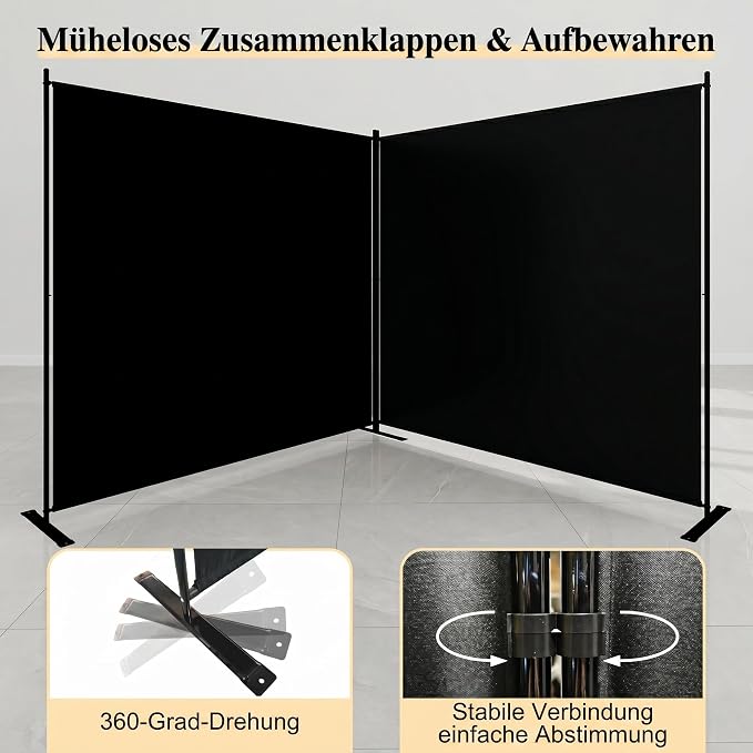 T&Jero 2-Panel Folding Room Divider, 6ft Tall Portable Privacy Screen Wall - Image 4