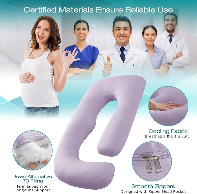 Cooling Pregnancy Pillows for Sleeping, Lavender | Sasttie Maternity Pillow - Image 3