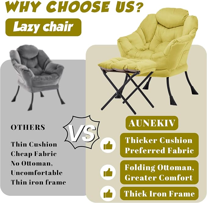 Lazy Chair with Ottoman, Comfy Reading Chair, Lounge Chair - Image 4