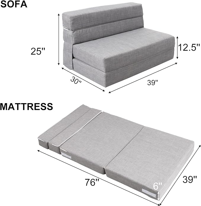 Folding Sleeper Chair Sofa Bed Lazy Couch - Image 2