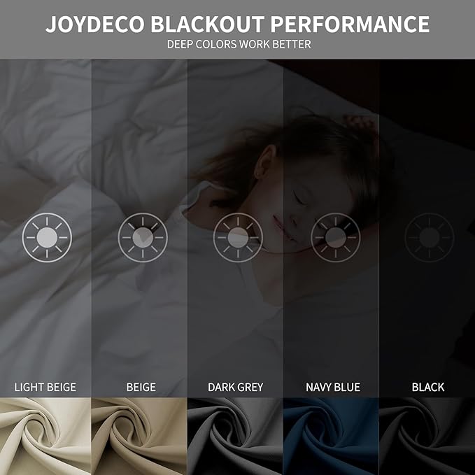 Joydeco 60% Blackout White Curtains 90 Inch Length 2 Panels Set, Thermal - Image 8