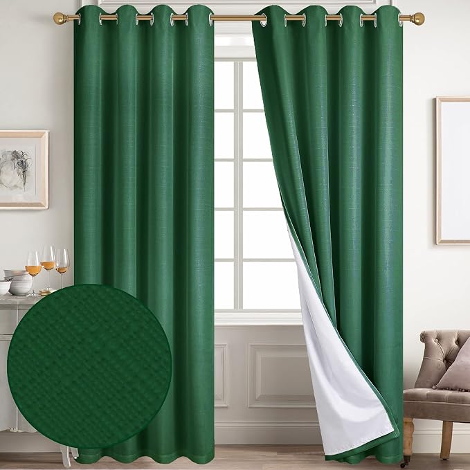 Diraysid 100% Blackout Curtains Dark Green Linen Curtains by Diraysid%2C+refresh+your+life