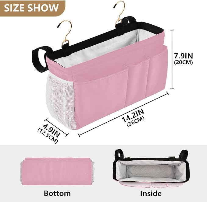 Rose Red Bedside Caddy Storage Bag Bedside Organizer - Image 4