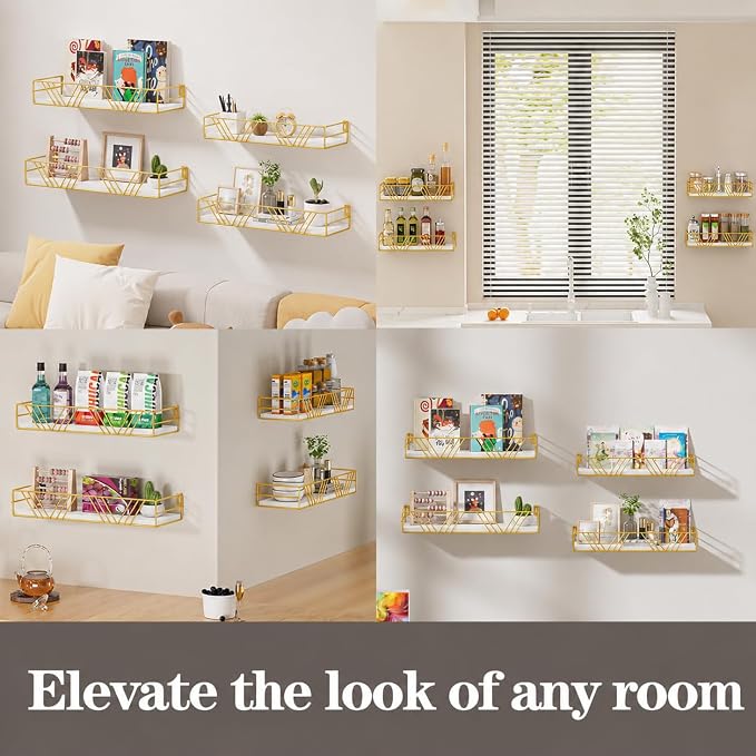 Amaoot Floating Shelves for Wall Set of 4, Wall Shelf Wood Floating Shelf | - Image 6