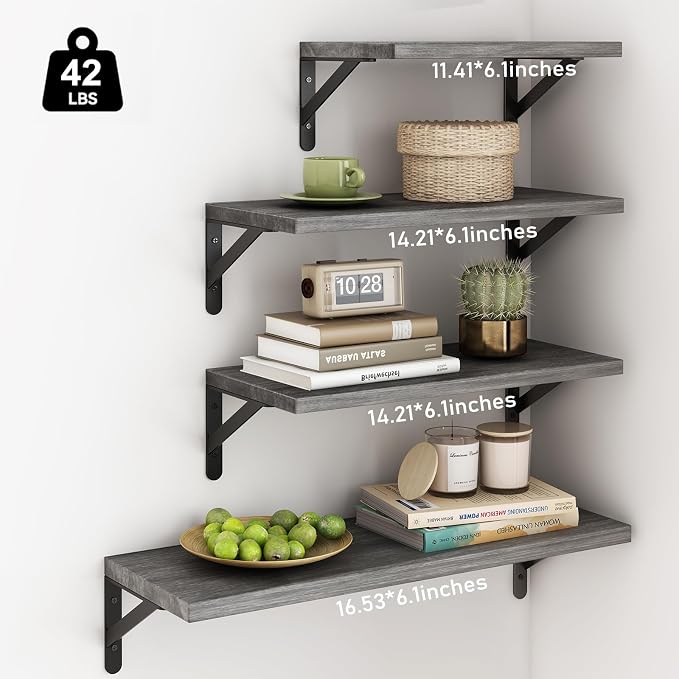 YGEOMER 4 Different Sizes Floating Shelves - Image 3