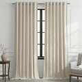 Timeper Cream Beige Velvet Curtains 108 inches 2 Panels, Luxury Curtains by Timeper