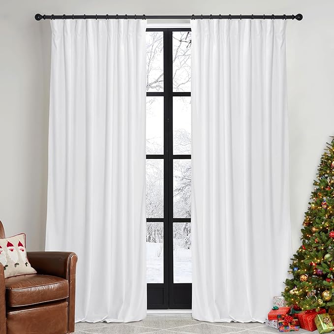 RYB HOME White Velvet Curtains 84 inches by RYBHOME
