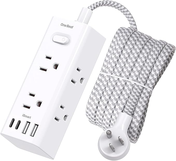 10 Ft Power Strip Surge Protector by OneBeat