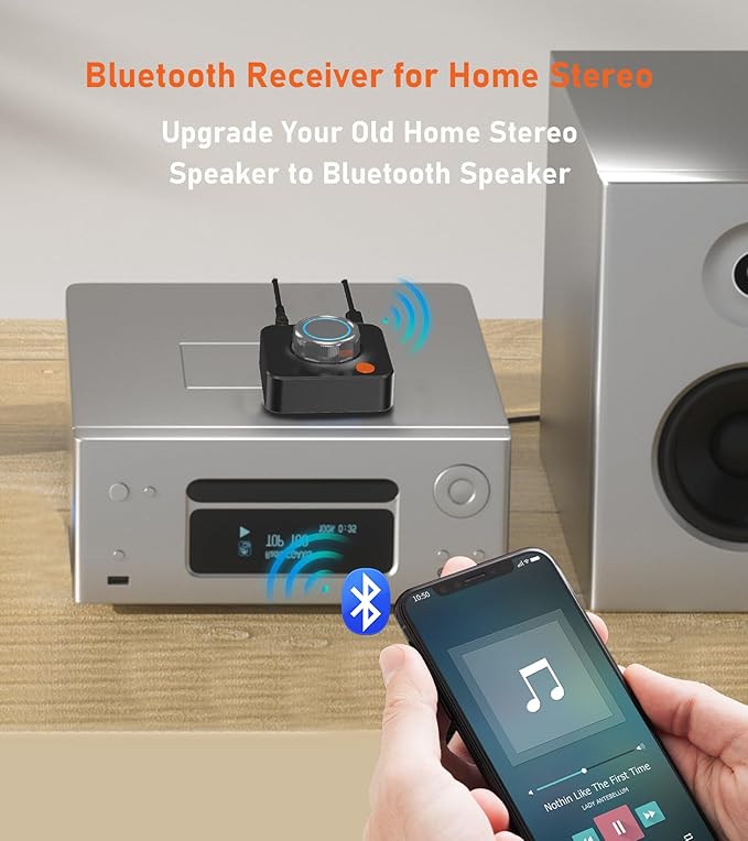 Bluetooth Receiver for Home Stereo, Bluetooth Adapter for Old Receiver with 3.5mm/Optical/COAXIAL Low Latency, 3D Surround Volume Control Wireless Audio Receivers, Support TF Card Playback KAIY