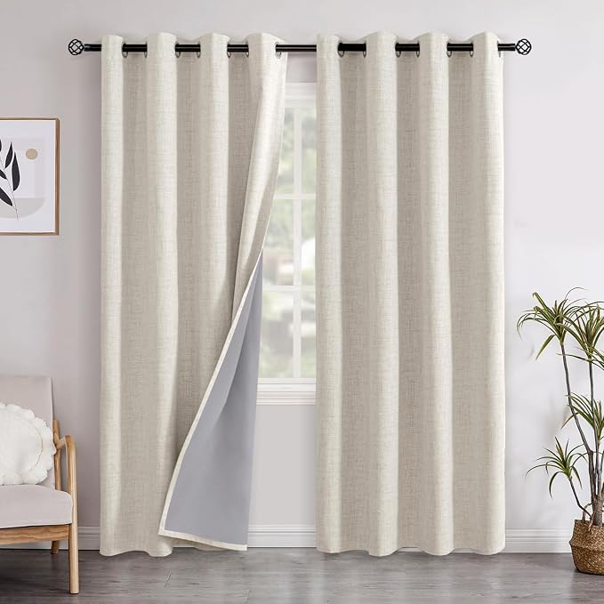 YoungsTex Linen Blackout Curtains 90 Inches Long by YoungsTex