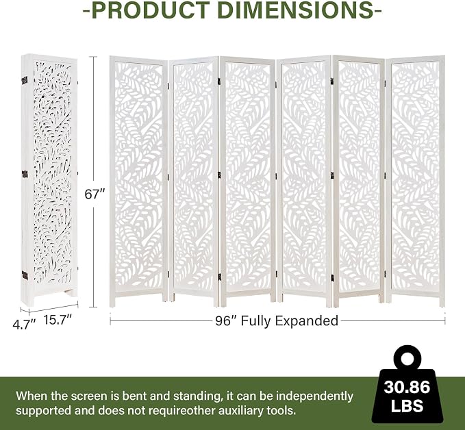 Leaf-Carved Room Divider Privacy Screen - Image 4