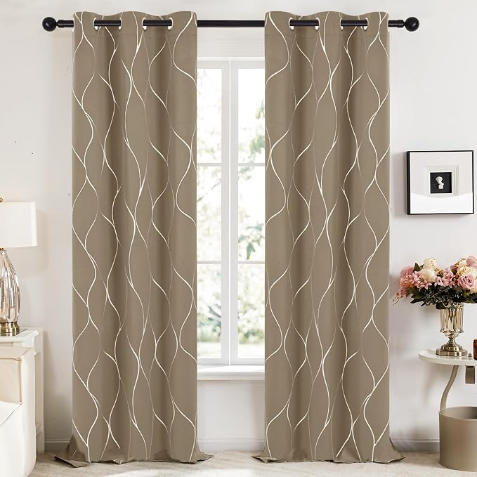 Deconovo Curtains for Living Room, Pattern Blackout Curtains 96 Inches Long | - Image 2