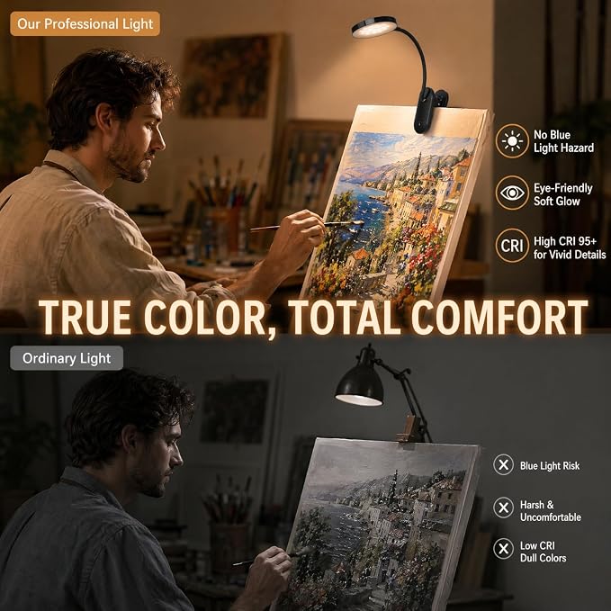 Clip on Light, Stepless Dimmable & 3 Colors Touch Control Clip On Bed Light. - Image 6