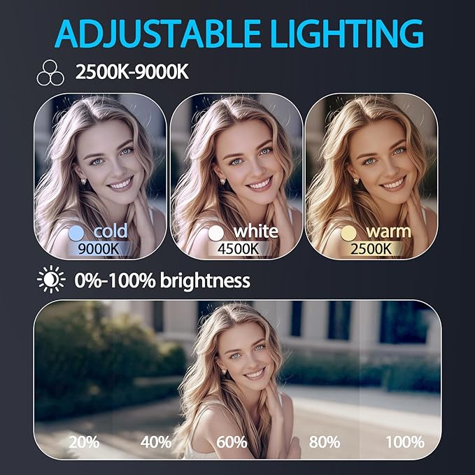 CMUBH Magnetic Selfie Light for MagSafe iPhone: 3 Light Modes, Rechargeable 360° Rotatable LED Phone Ring Fill Light with Mirror for Photography, Makeup, TikTok, Zoom, Video Conference, Black