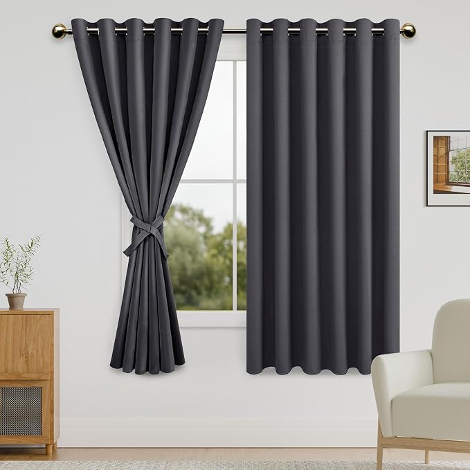 DWCN Dark Grey Blackout Curtains by DWCN