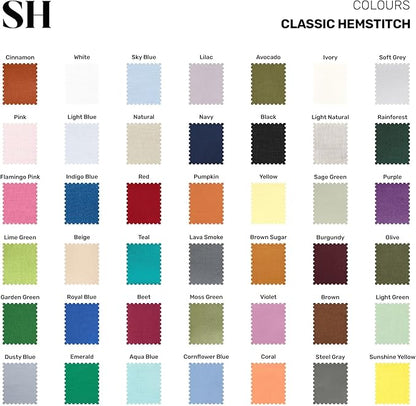 Solino Home Linen Hemstitch Table Runner 48 Inches - 100% Pure Linen Teal Table Runner 14 x 48 Inch Ideal for Dresser and Coffee Tables - Christmas, New Year - Classic Hemstitch