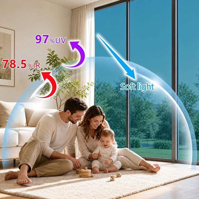 One Way Privacy Window Film Static Cling Mirror Tint 29.5Inx13.1Ft | Heat - Image 3