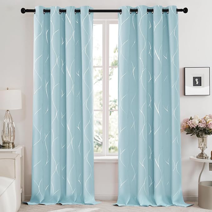 Deconovo Curtains for Living Room, Pattern Blackout Curtains 96 Inches Long | - Image 2