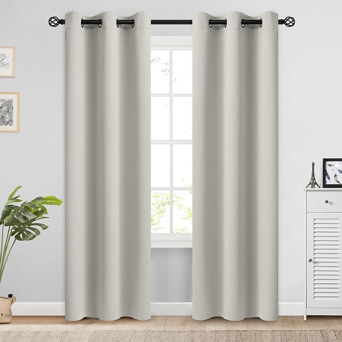 COSVIYA Grommet Room Darkening Beige Curtains 84 inch Length by COSVIYA