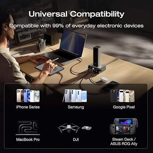 EF ECOFLOW Rapid Pro Power Bank (27650mAh, 300W Max Output, 140W Built-in Cable), 4-Port Portable Charger, TSA-Approved, Up to 320W Recharge, Compatible with MacBook, iPhone 17/16/15, Galaxy, Laptop