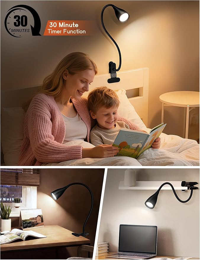 2 PCS Reading Light for Book in Bed, Clip on Light Reading Lamp - Image 5
