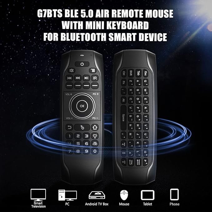 Jectse Voice Remote Control Replacement, Air Remote with 3 Speed Levels Adjustment and LED Indicator for TV Box Computer Smart Television (G7 Version Without Receiver)
