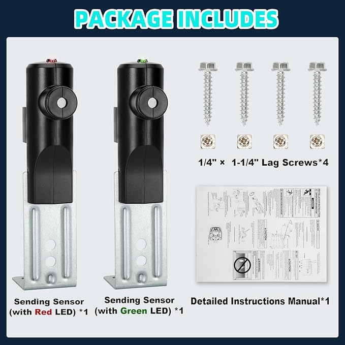 for Genie Garage Door Sensors, GSTB-R STB-BL Safety Sensors (Receiving&Sending), Replacement for Genie/Overhead Garage Door Sensor, Compatible with Genie/Overhead Garage Door Openers Made After 1993