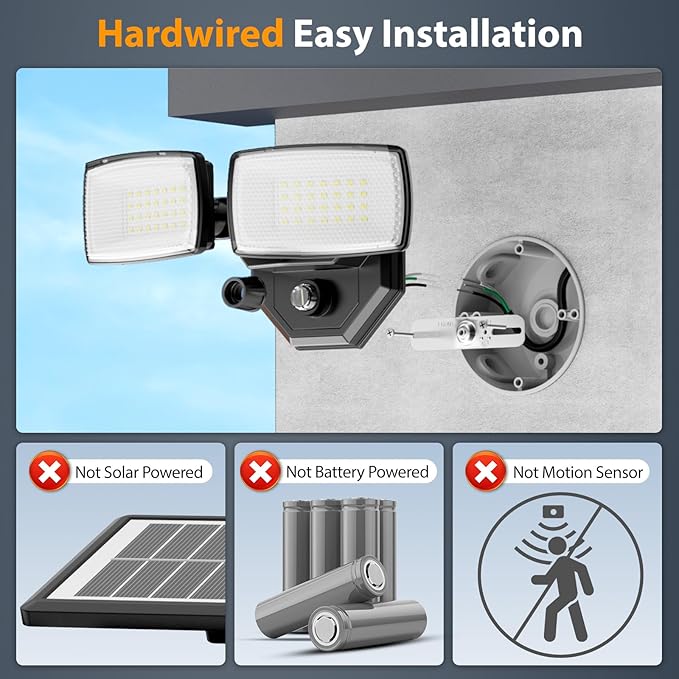 Onforu 32w 3200LM Dusk to Dawn Outdoor Lighting,6500K Dual-Head Flood Light Outdoor with Photocell,IP66 Waterproof Security Lights,2Pack Exterior Daylight off and Night On White Light for Patio Garden