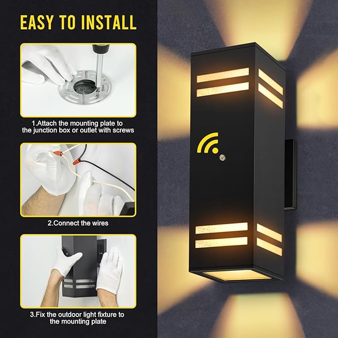 MZLITI Dusk to Dawn Outdoor Wall Light 2 Pack, Modern Exterior Lighting Fixtures for House, Black Outdoor Sconce Lights with LED Bulbs, Up Down Lights, Outside Garage Lights for House, Porch, Door