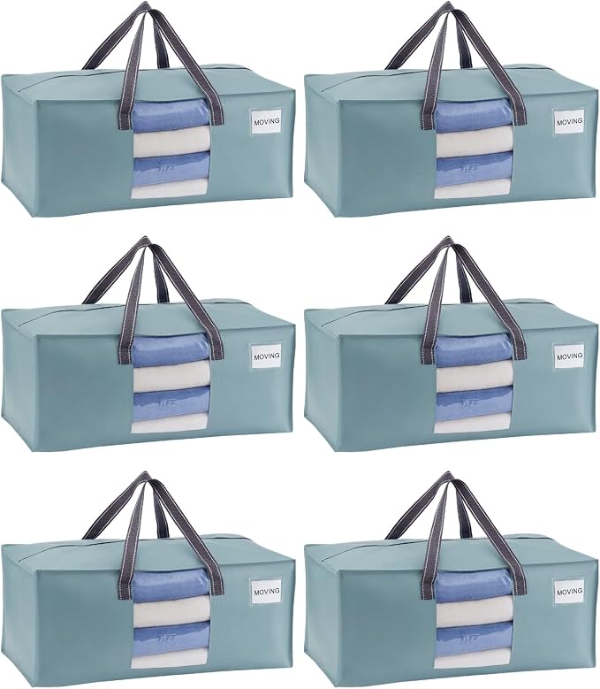 VENO Heavy Duty Moving Bags, Storage Bags, Light Blue, 6 Pack | Packing Supplies by Veno